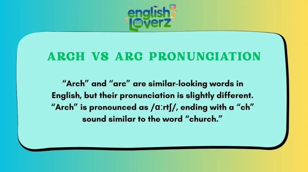 Arch vs Arc Pronunciation